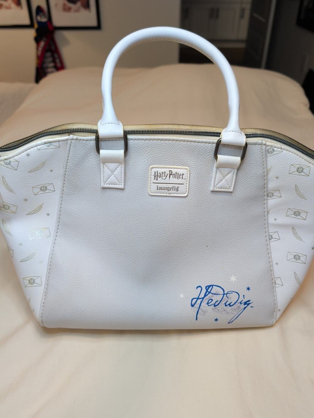 Loungefly Harry Potter Hedwig Sketch Satchel Bag - White Crossbody Purse